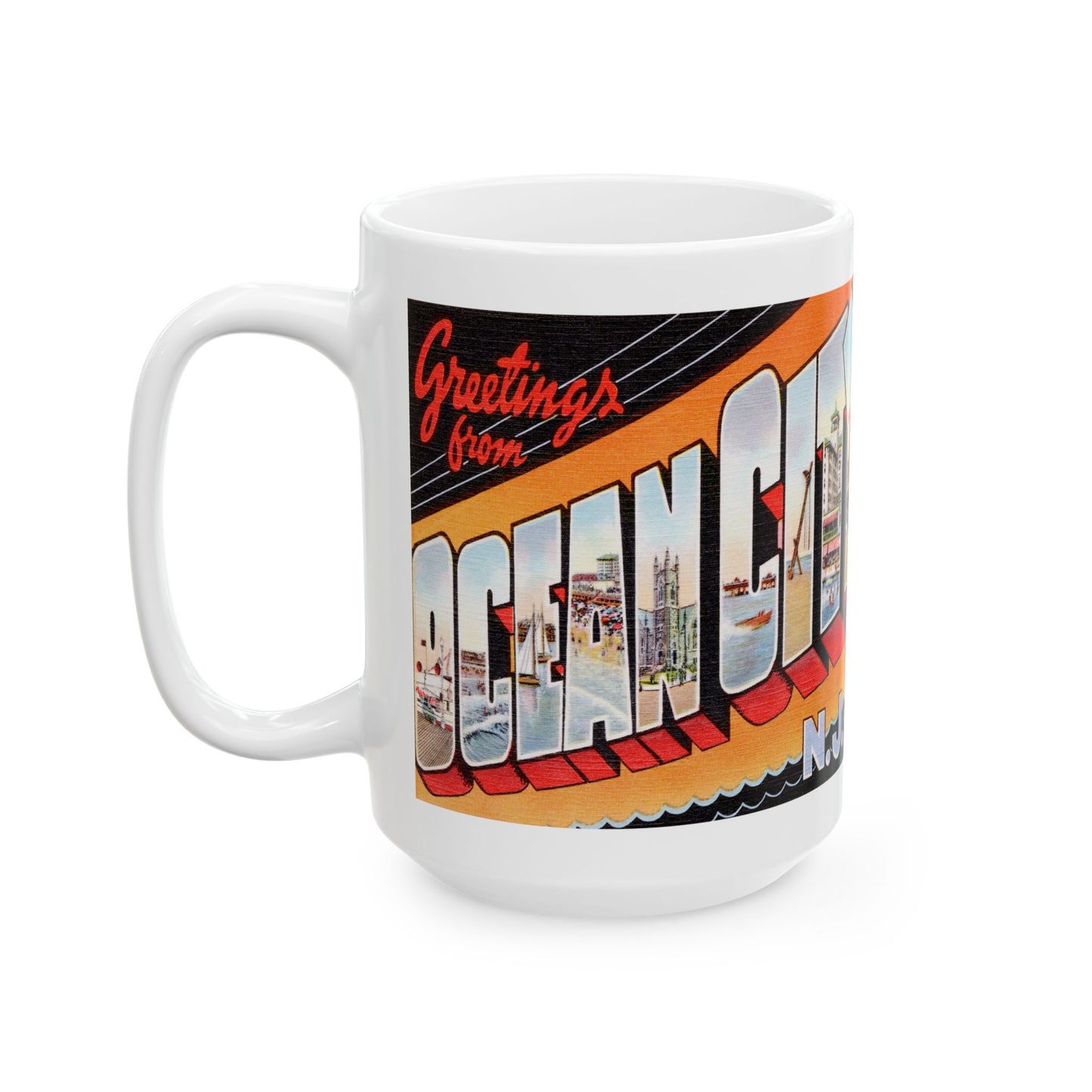 Memebly Vintage Greetings from Ocean City NJ New Jersey Coffee Mug