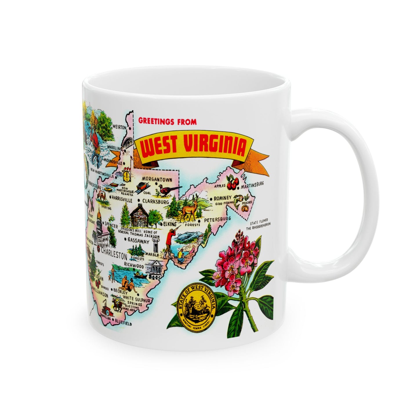 Memebly Vintage Greetings from West Virginia VA Map Coffee Mug