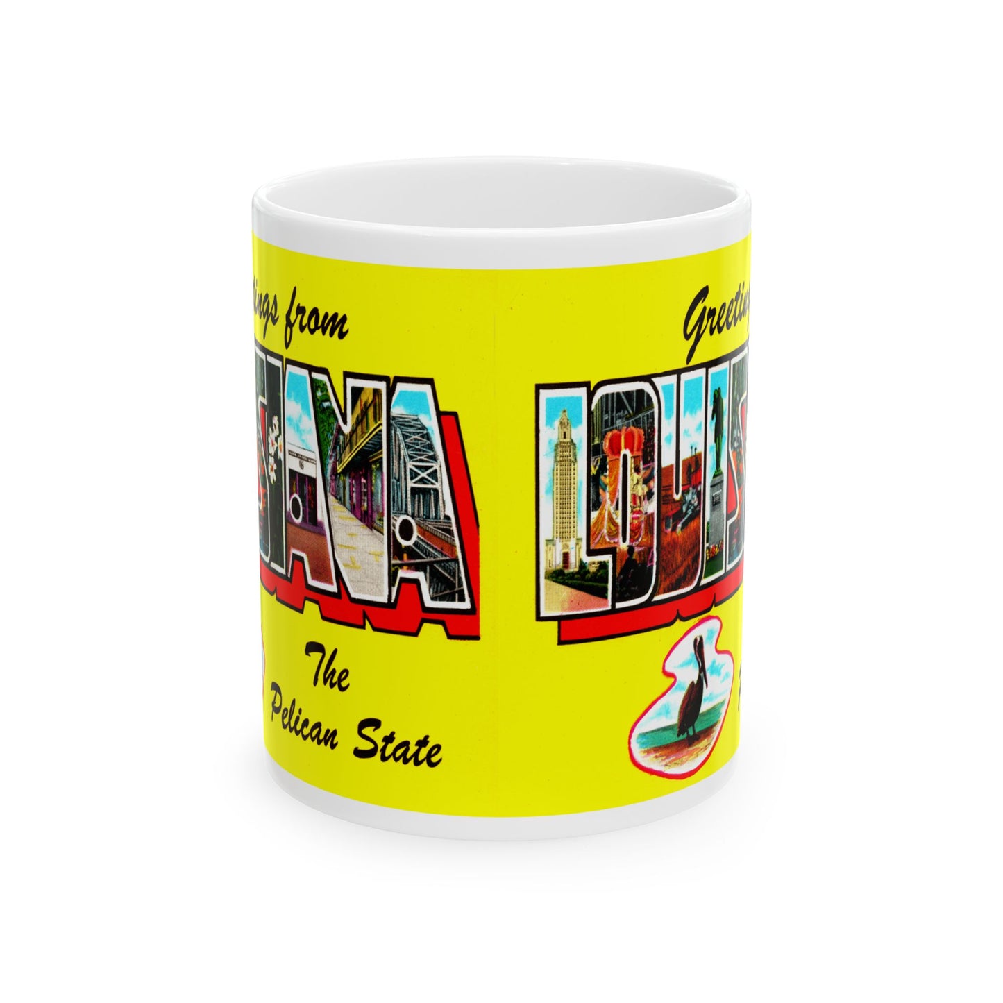 Memebly Retro 1950s Greetings from Louisiana LA Coffee Mug