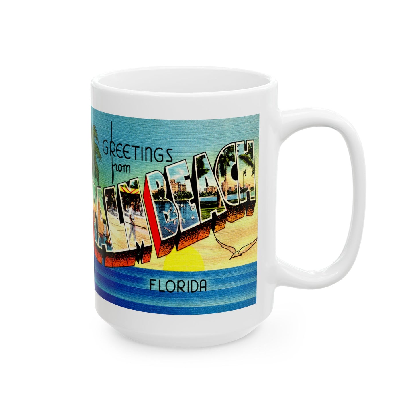 Memebly Retro Greetings from Palm Beach FL Florida Coffee Mug