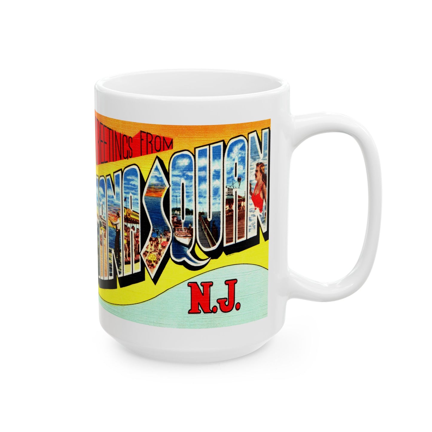 Memebly Vintage Greetings from Manasquan NJ New Jersey Coffee Mug