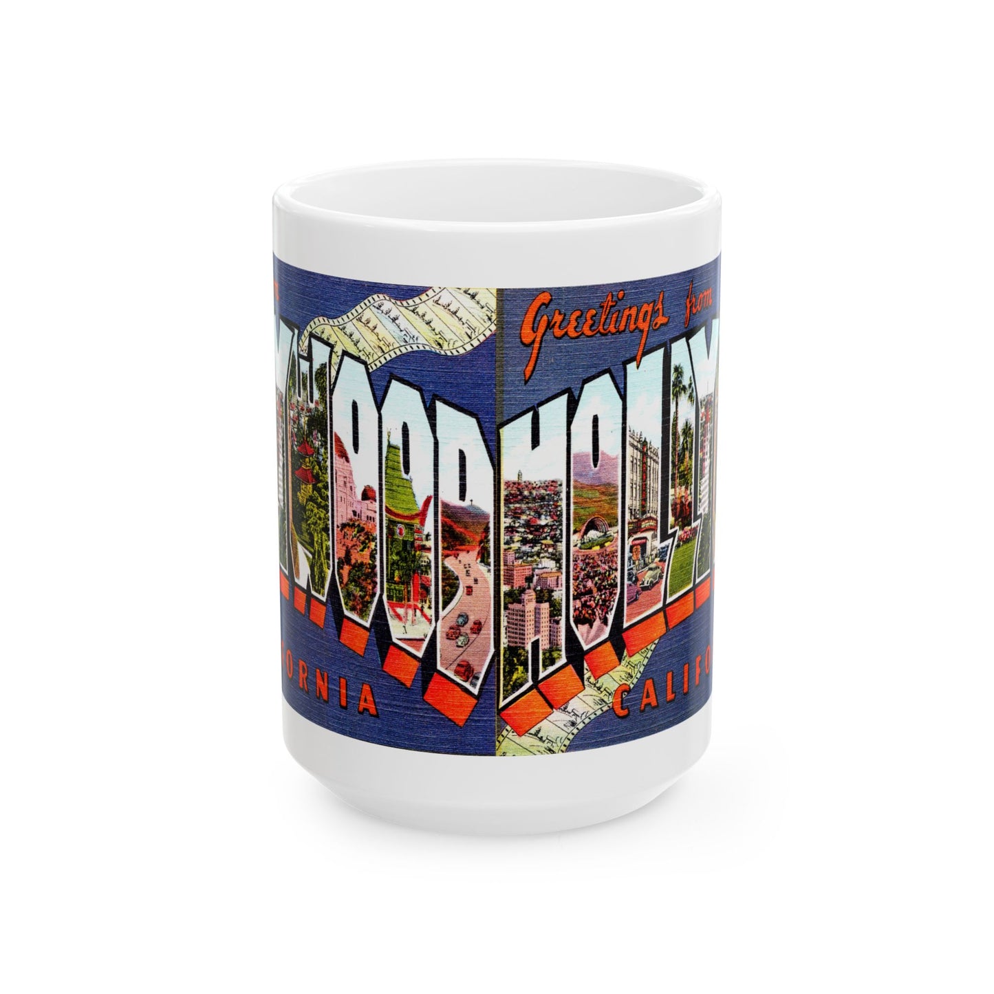 Memebly Retro Greetings from Hollywood CA California Coffee Mug