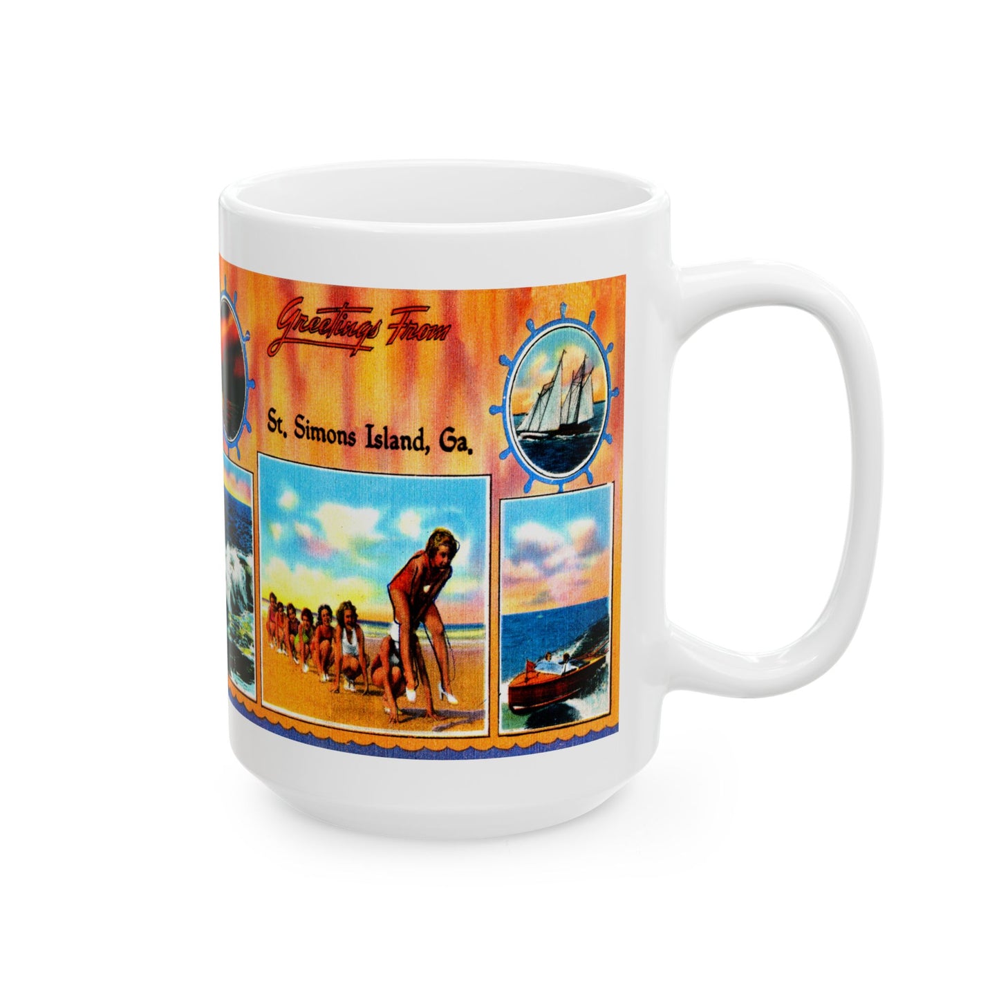 Memebly Retro Greetings from St Simons Island GA Coffee Mug