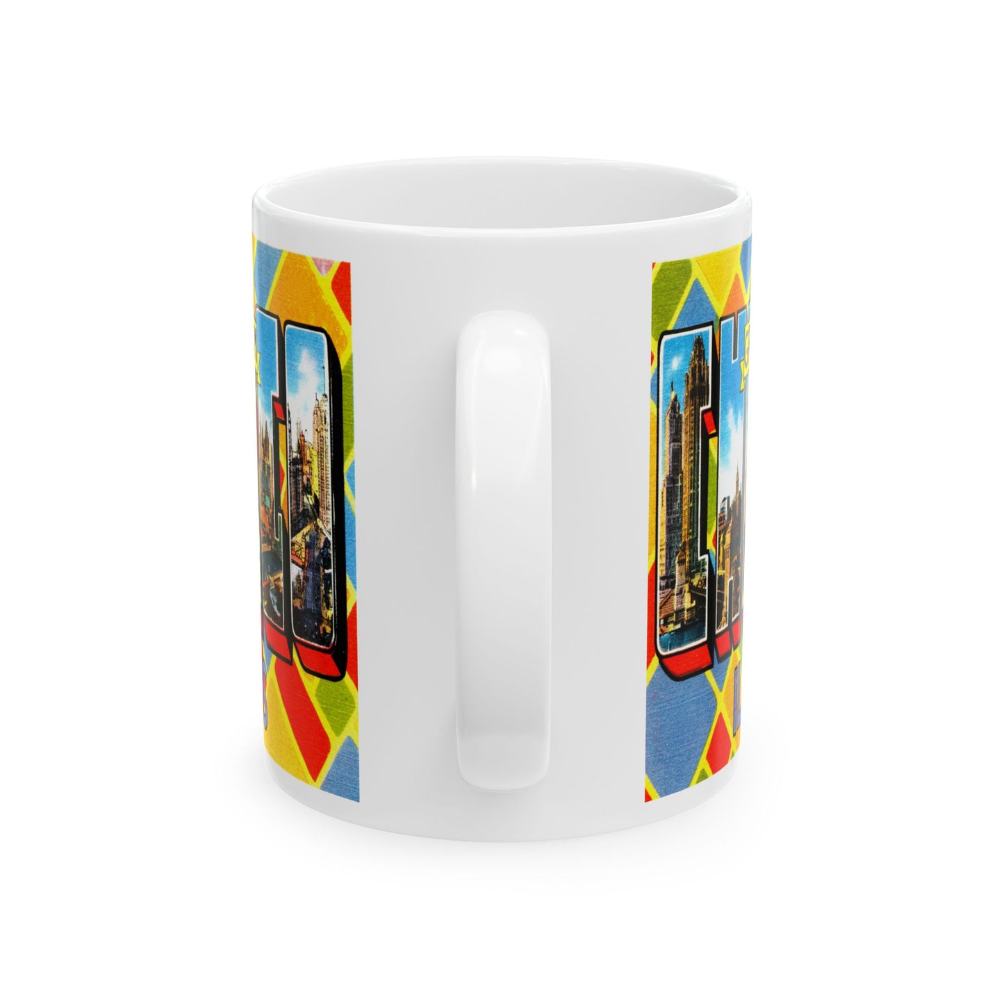 Memebly Colorful Scenic Greetings from Chicago IL Coffee Mug