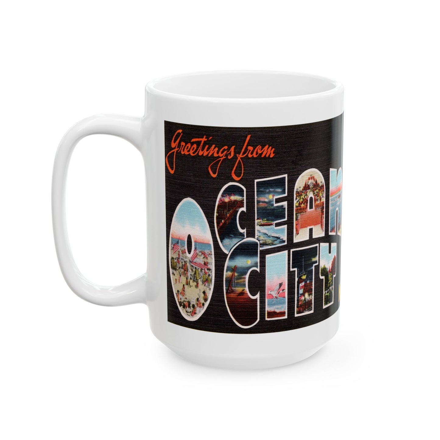 Memebly Scenic Retro Greetings from Ocean City NJ New Jersey Coffee Mug