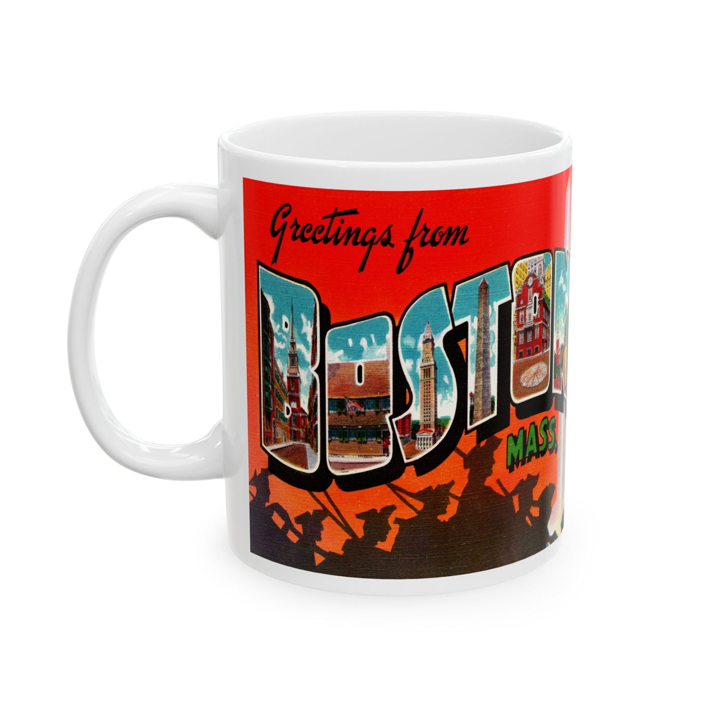 Memebly Vintage Patriots Greetings from Boston MA Massachusetts Coffee Mug