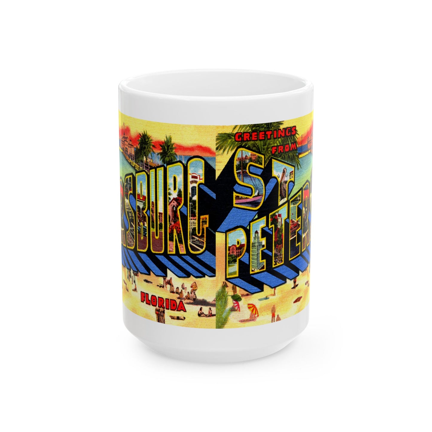 Memebly Colorful Retro Greetings from Saint St Petersburg FL Florida Coffee Mug