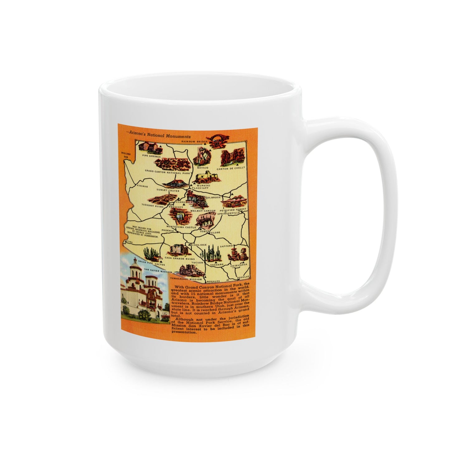 Memebly Vintage AZ Arizona Monuments Map Coffee Mug