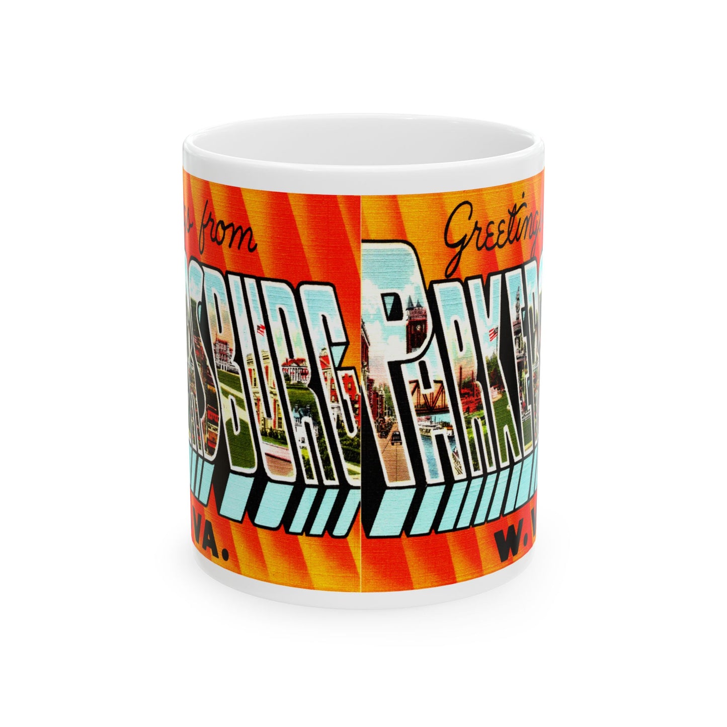 Memebly Vintage Greetings from Parkersburg WV West Virginia Coffee Mug