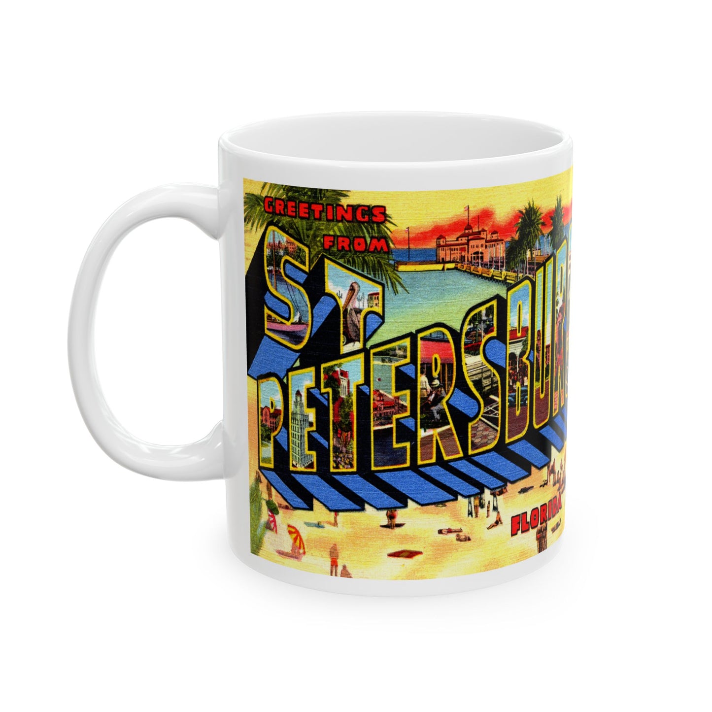 Memebly Colorful Retro Greetings from Saint St Petersburg FL Florida Coffee Mug