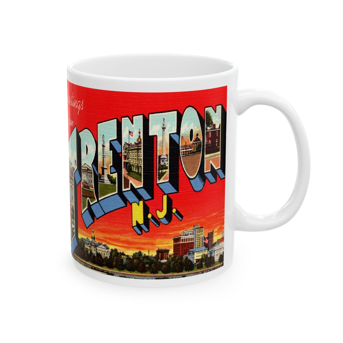 Memebly Vintage Greetings from Trenton NJ New Jersey Coffee Mug