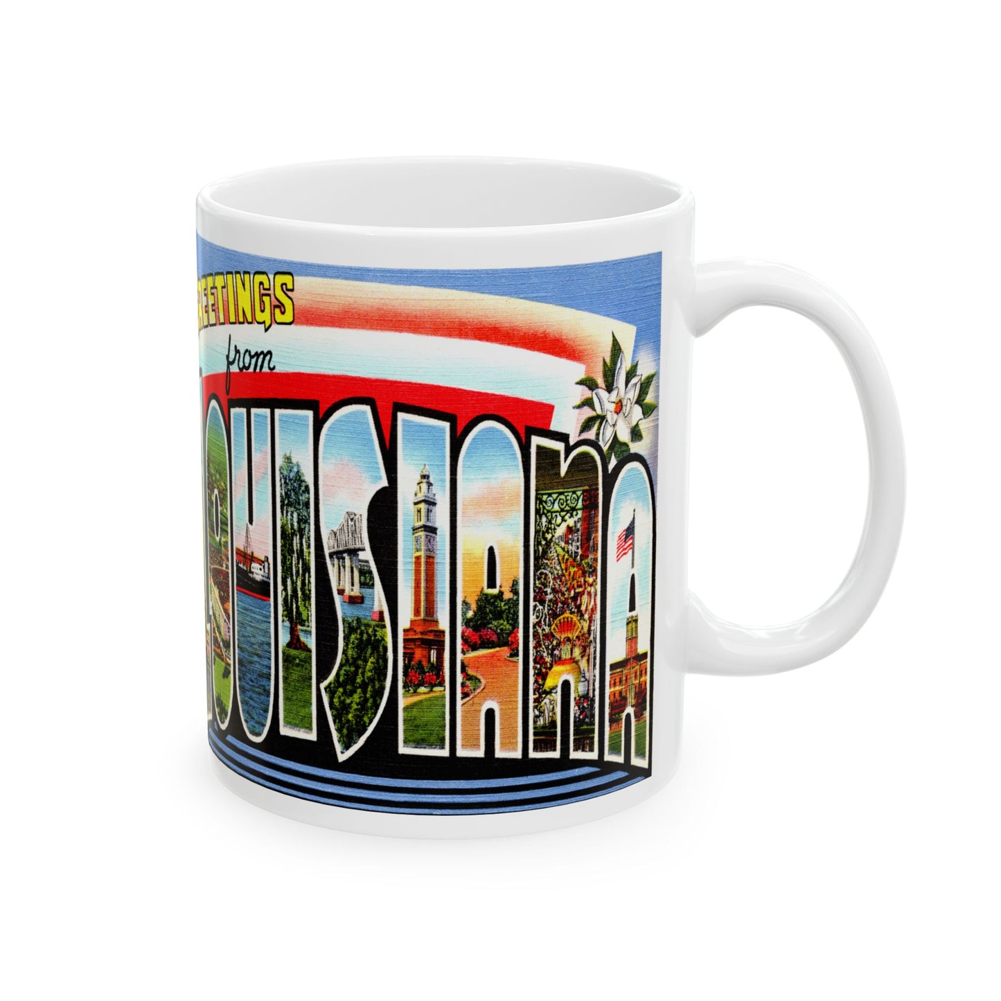 Memebly Vintage Greetings from Louisiana LA Coffee Mug