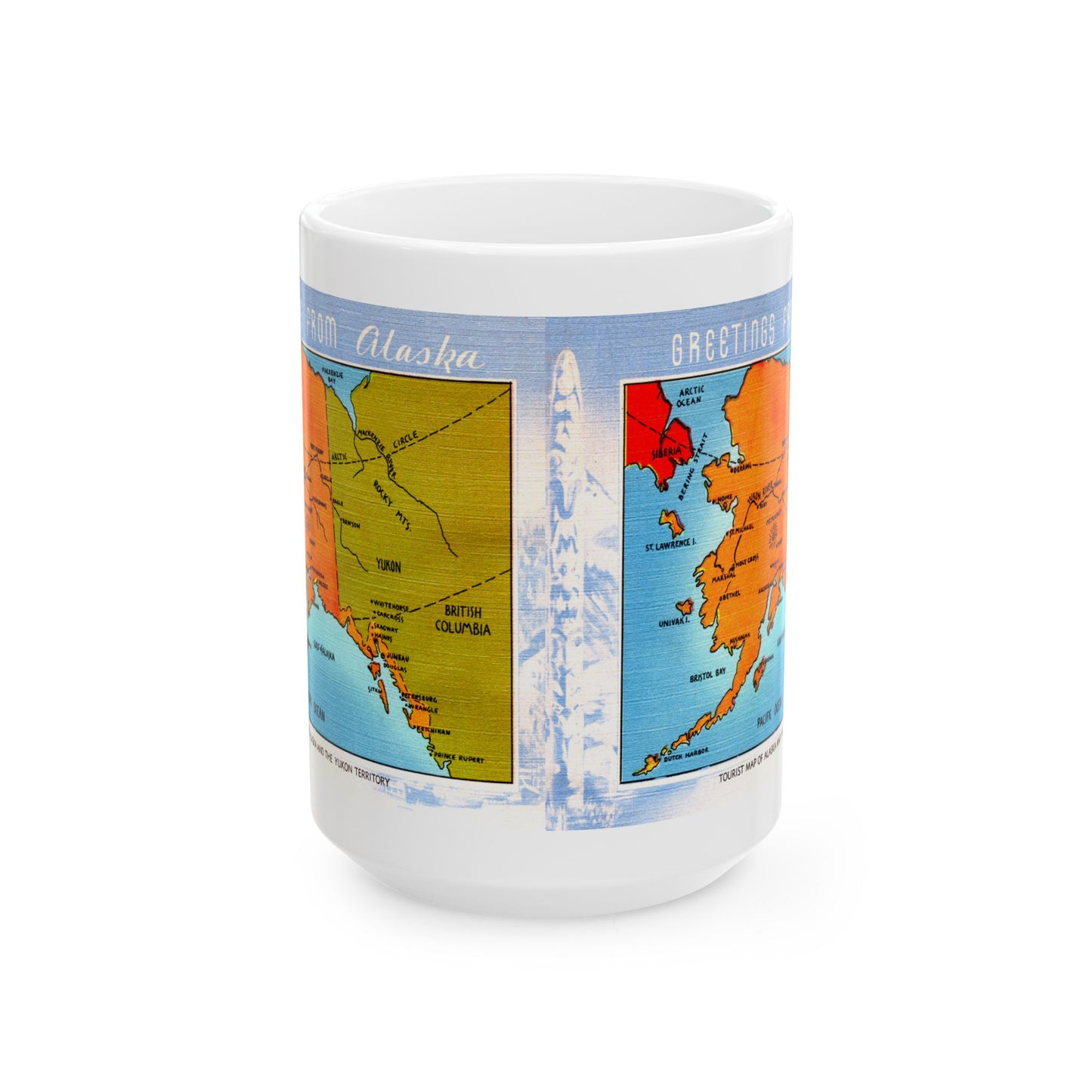 Memebly Vintage Greetings from Alaska Map Coffee Mug