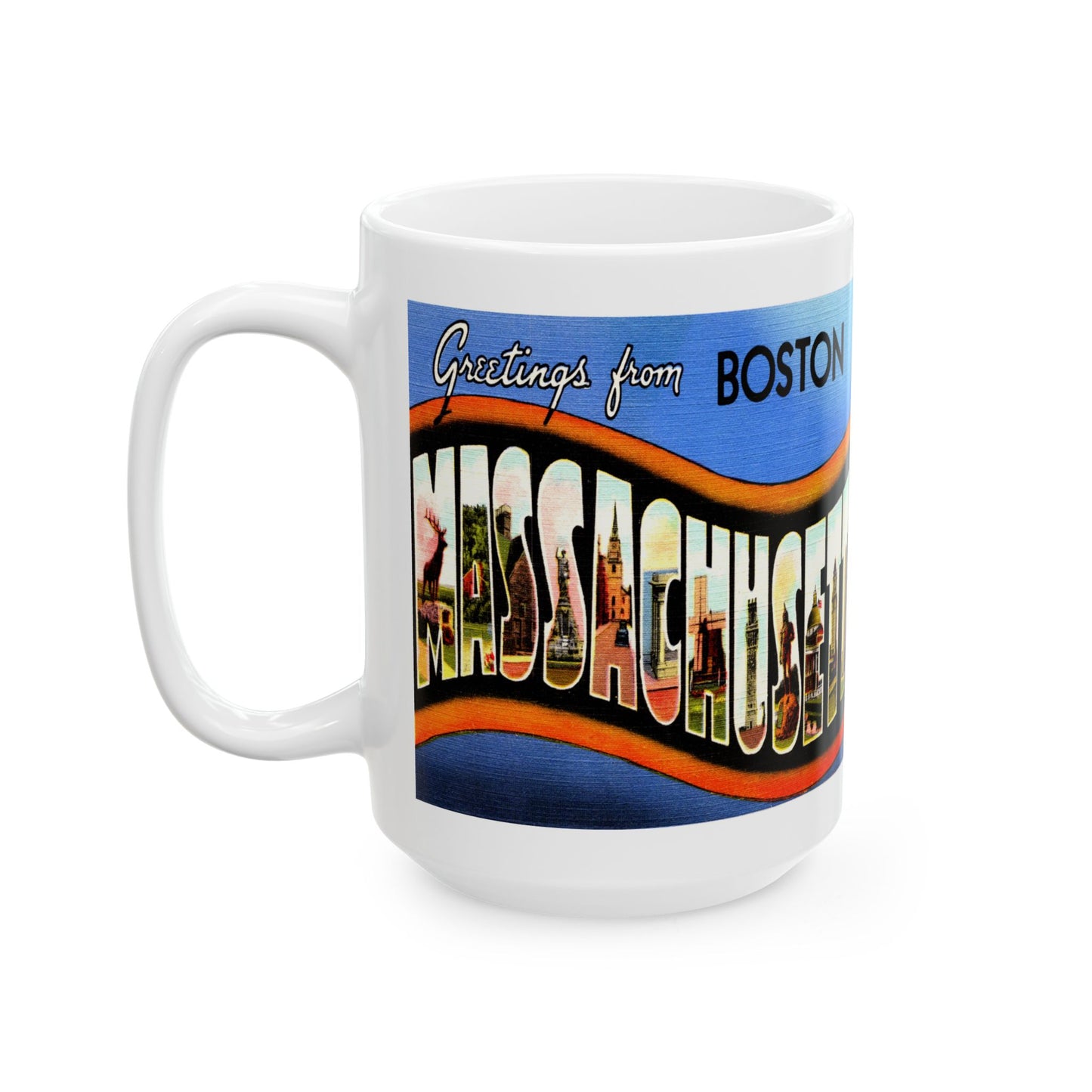 Memebly Vintage Greetings from Boston MA Massachusetts Coffee Mug