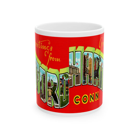 Memebly Colorful Vintage Greetings from Hartfort CT Coffee Mug