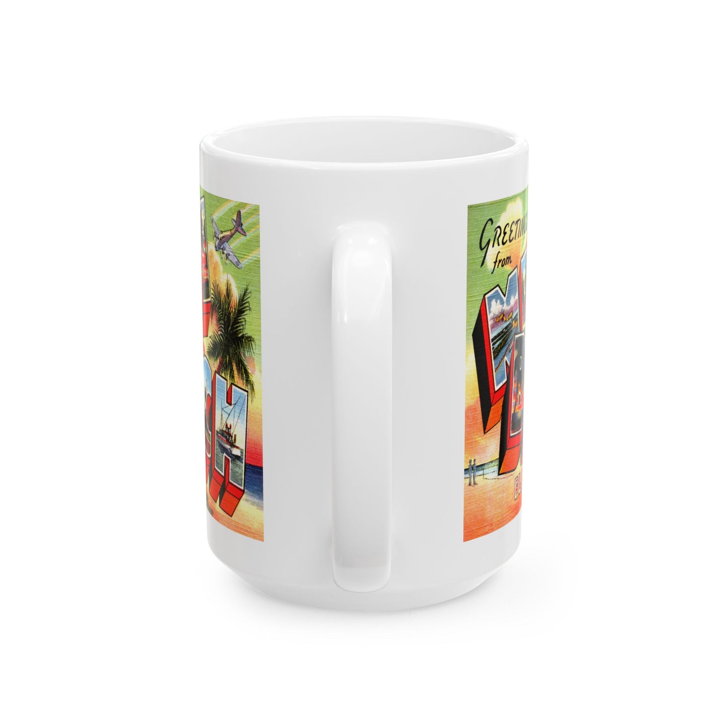 Memebly Colorful Retro Greetings from Miami Beach FL Florida Coffee Mug