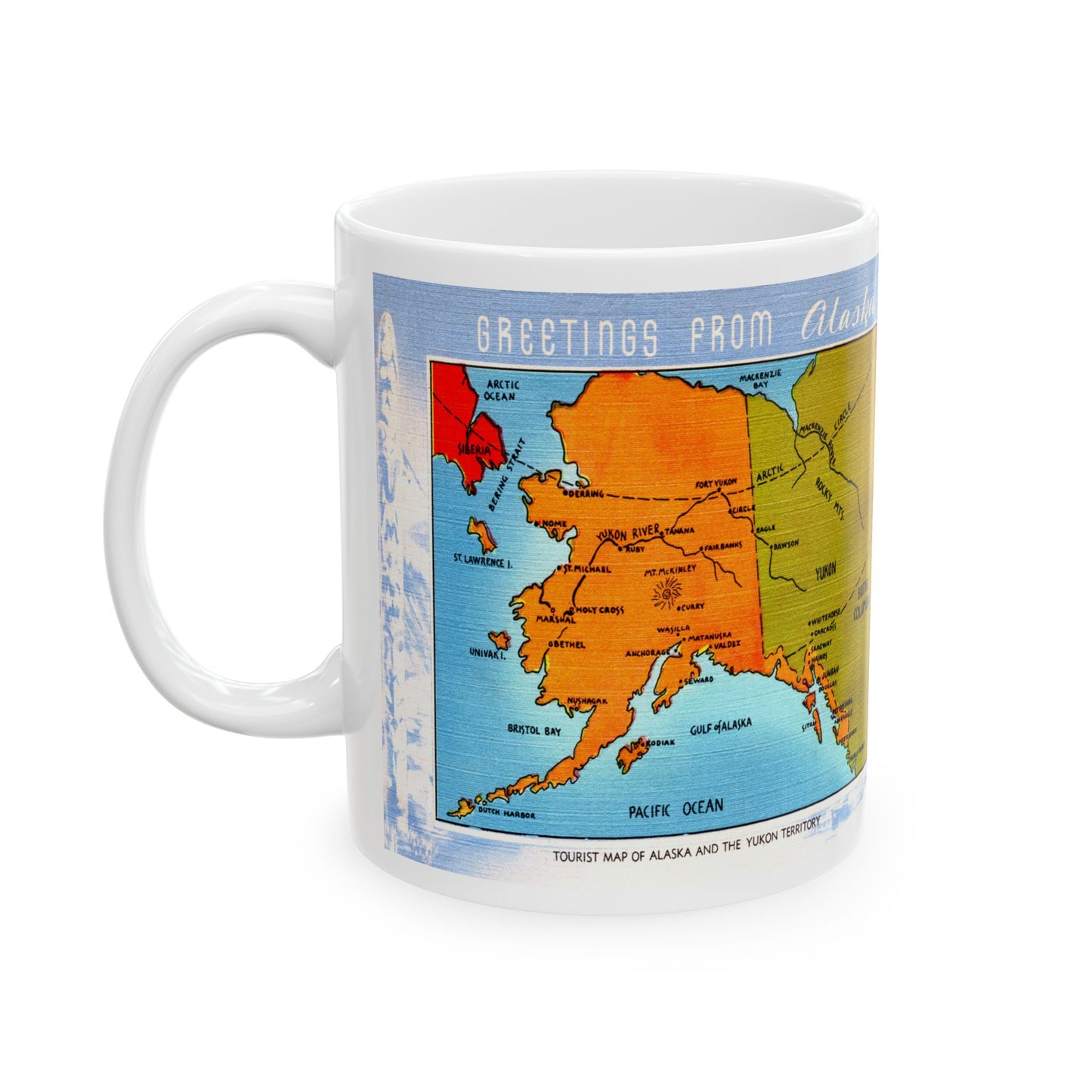 Memebly Vintage Greetings from Alaska Map Coffee Mug