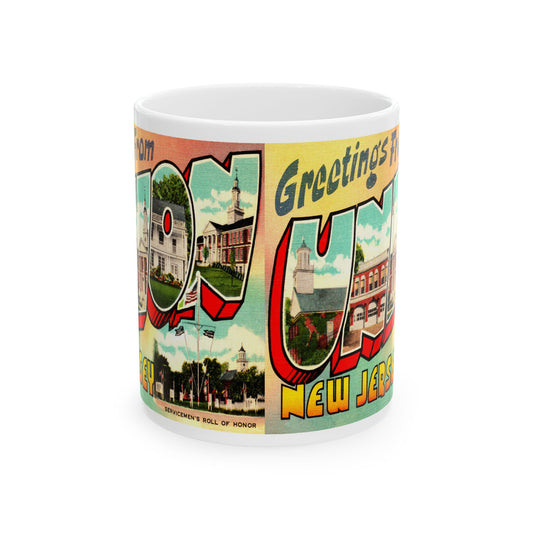 Memebly Colorful Vintage Greetings from Union NJ New Jersey Coffee Mug