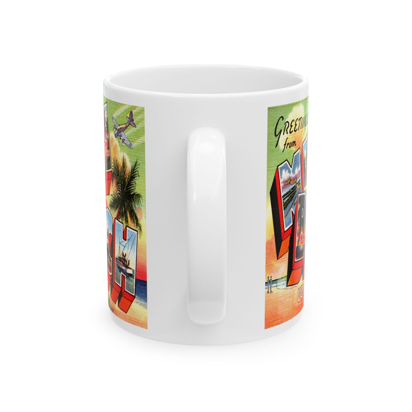 Memebly Colorful Retro Greetings from Miami Beach FL Florida Coffee Mug