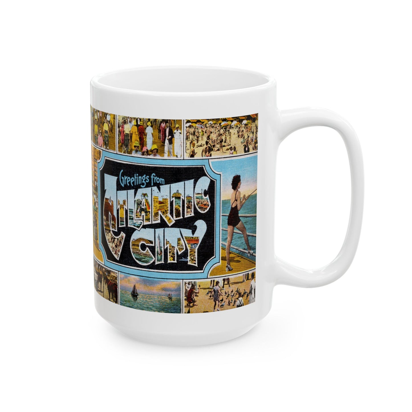 Memebly Scenic Vintage Greetings from Atlantic City NJ New Jersey Coffee Mug