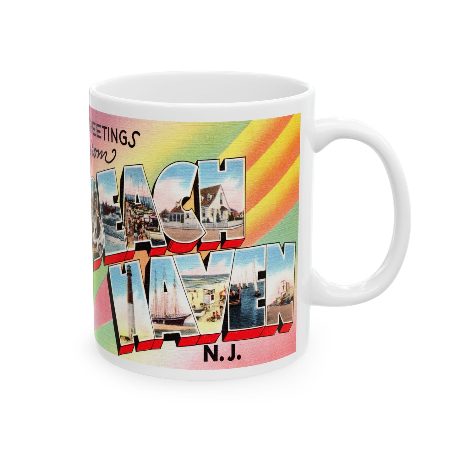 Memebly Vintage Greetings from Beach Haven NJ New Jersey LBI Coffee Mug