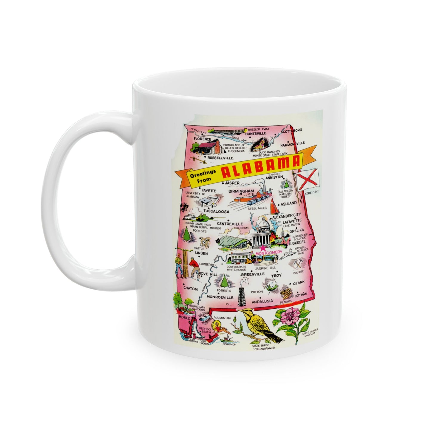 Memebly Vintage Greetings from Alabama Map Coffee Mug