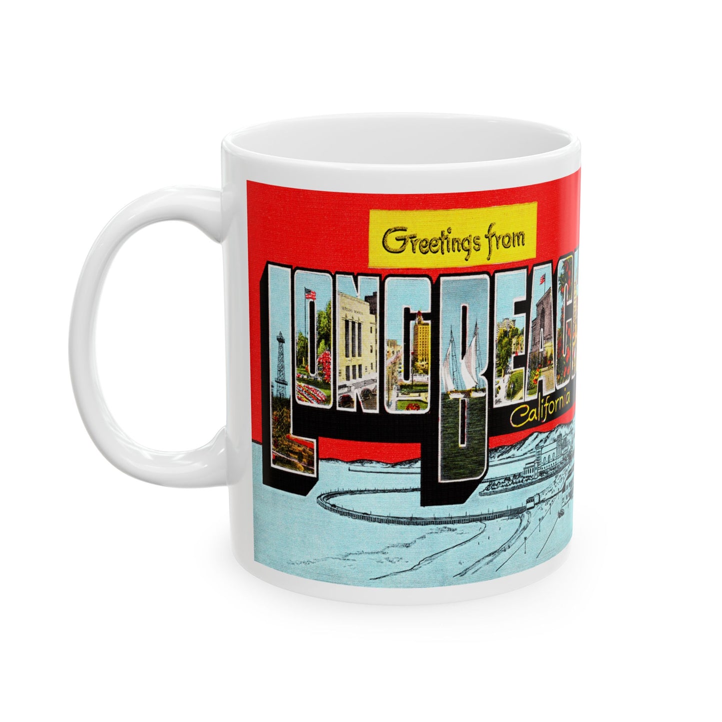 Memebly Retro Greetings from Long Beach CA California Coffee Mug