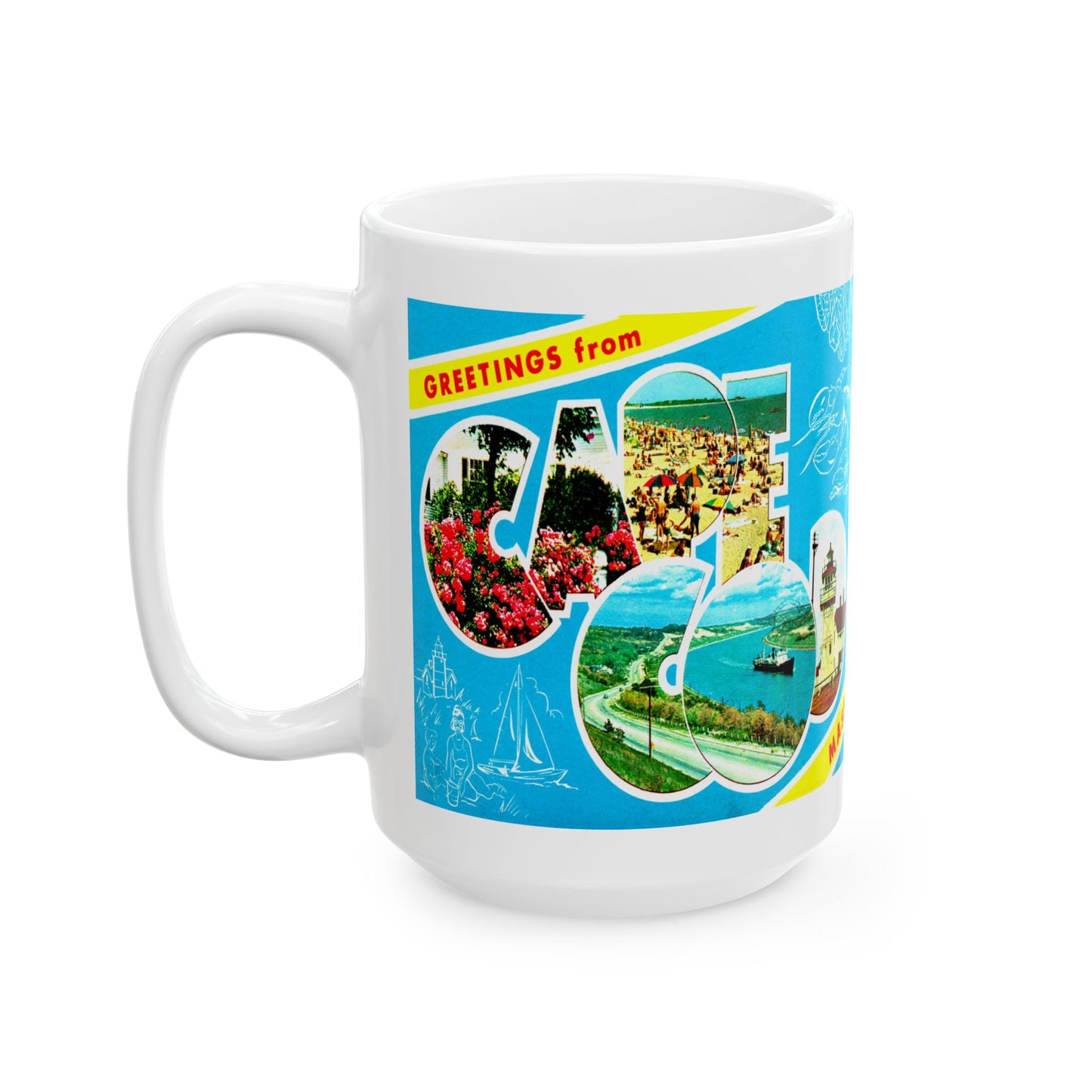 Memebly Vintage 1950s Greetings from Cape Cod MA Massachusetts Coffee Mug