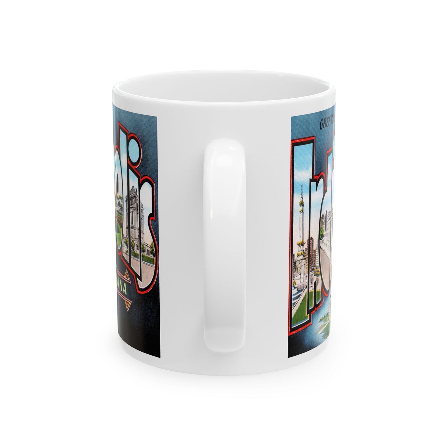 Memebly Vintage Scenic Buildings Greetings from Indianapolis IN Indiana Coffee Mug