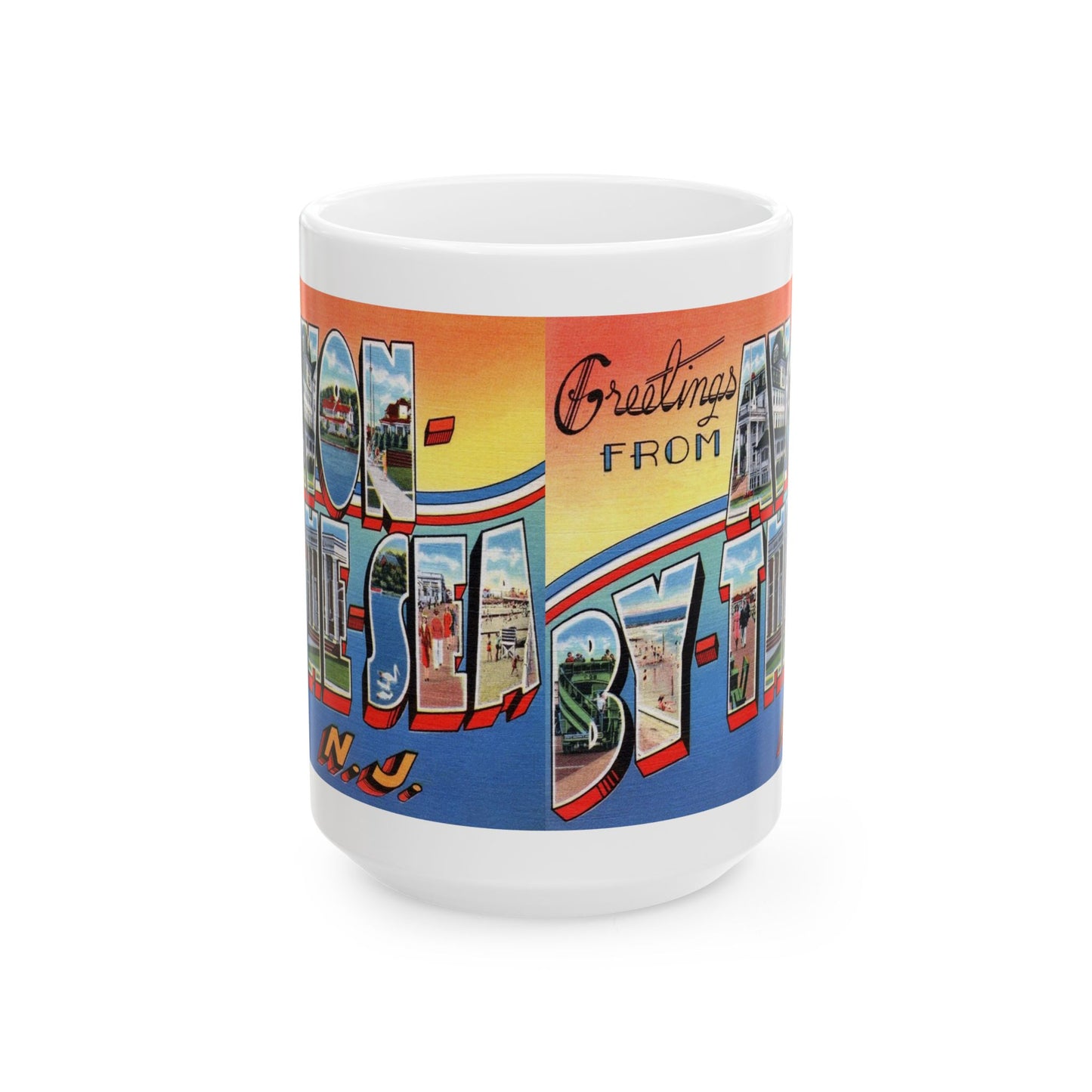 Memebly Vintage Greetings from Avon by the Sea NJ New Jersey Coffee Mug