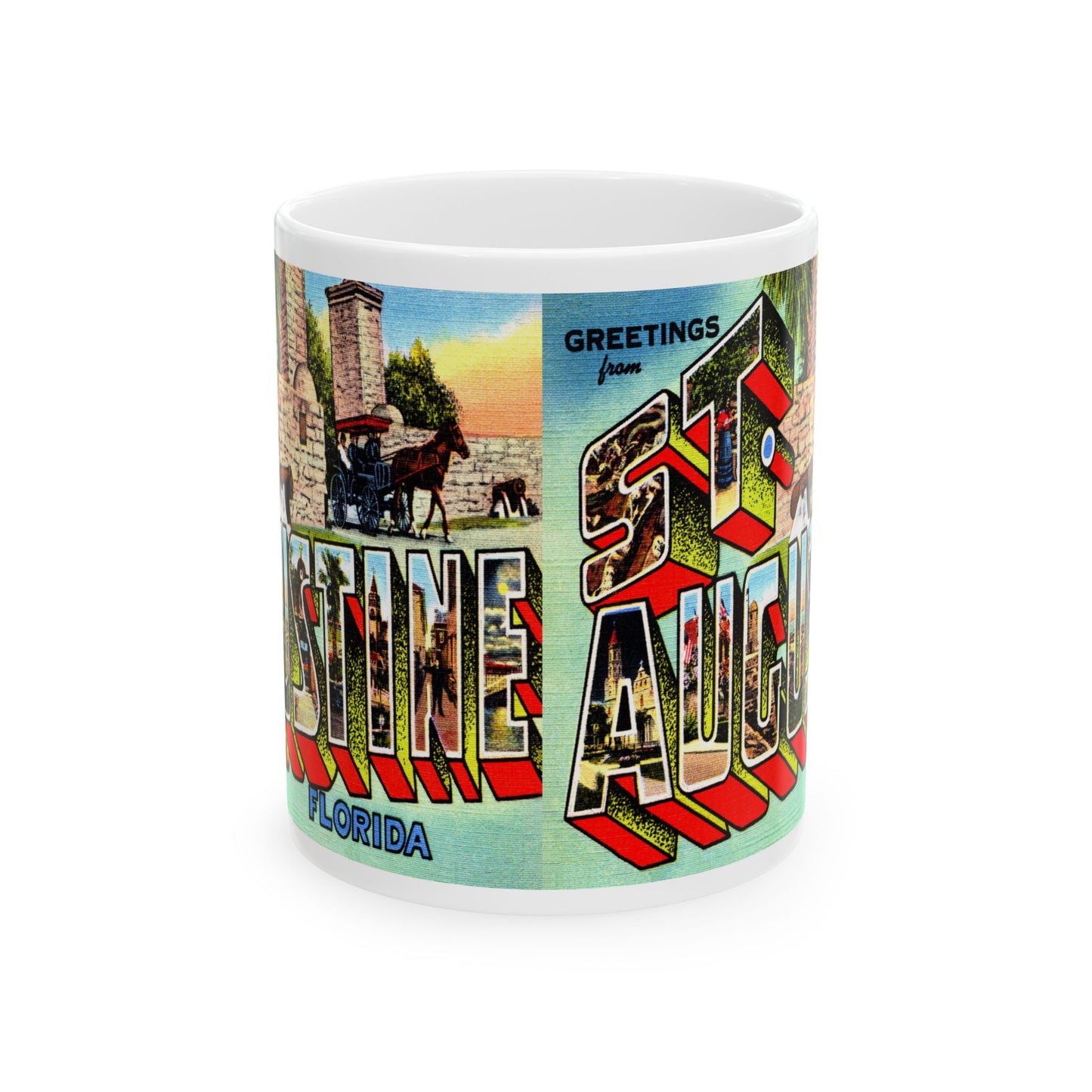 Memebly Colorful Retro Greetings from St Augustine FL Florida Coffee Mug