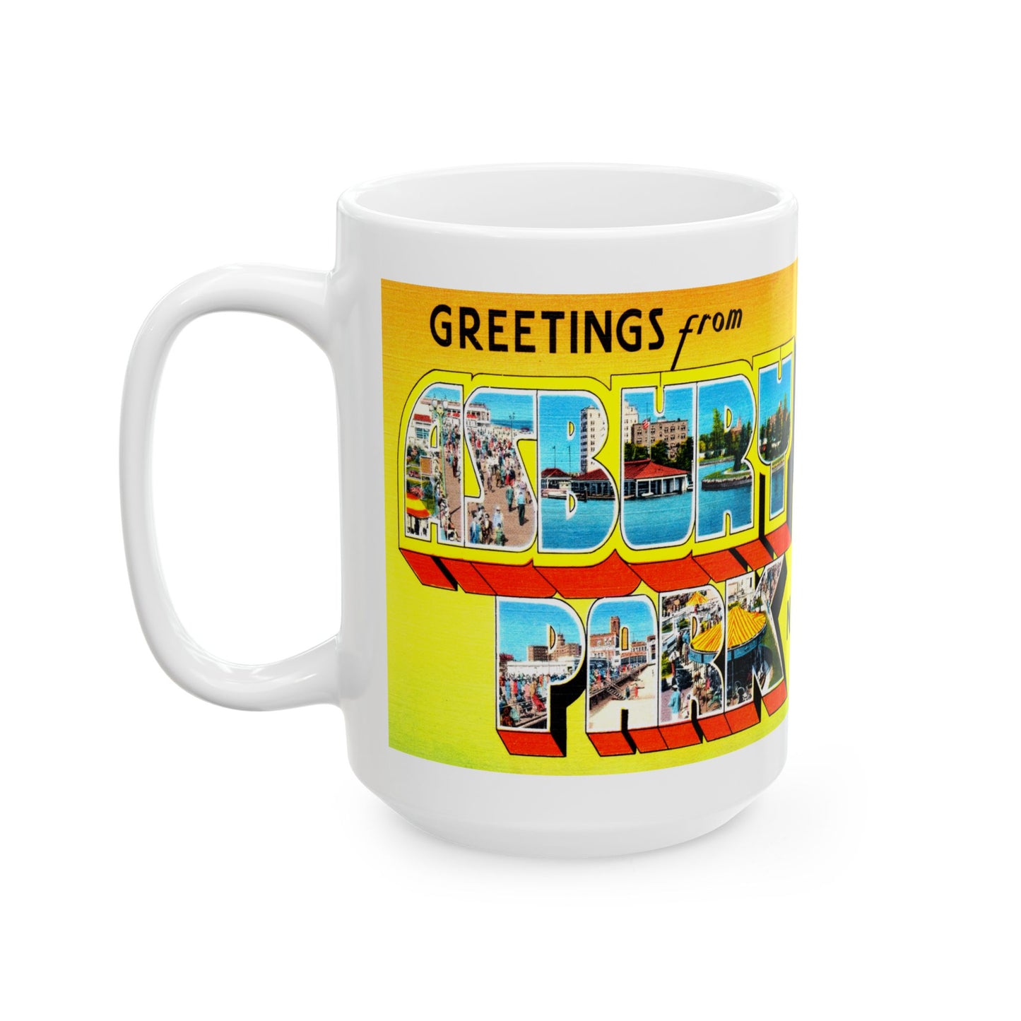 Memebly Bright Vintage Greetings from Asbury Park NJ New Jersey Coffee Mug