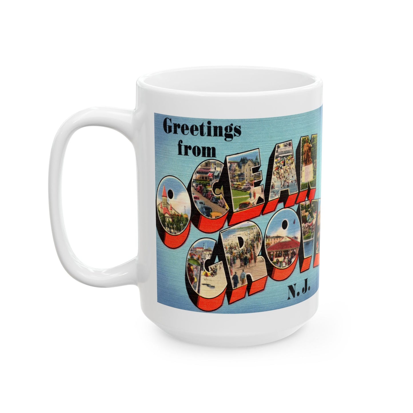 Memebly Scenic Retro Greetings from Ocean Grove NJ New Jersey Coffee Mug