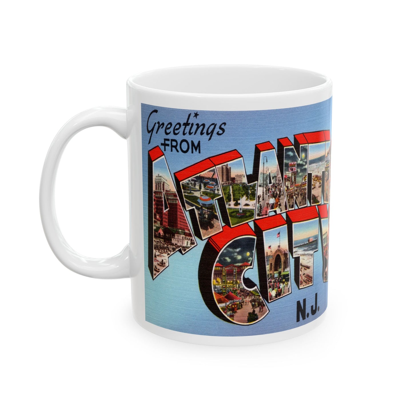 Memebly Scenic Retro Greetings from Atlantic City NJ New Jersey Coffee Mug