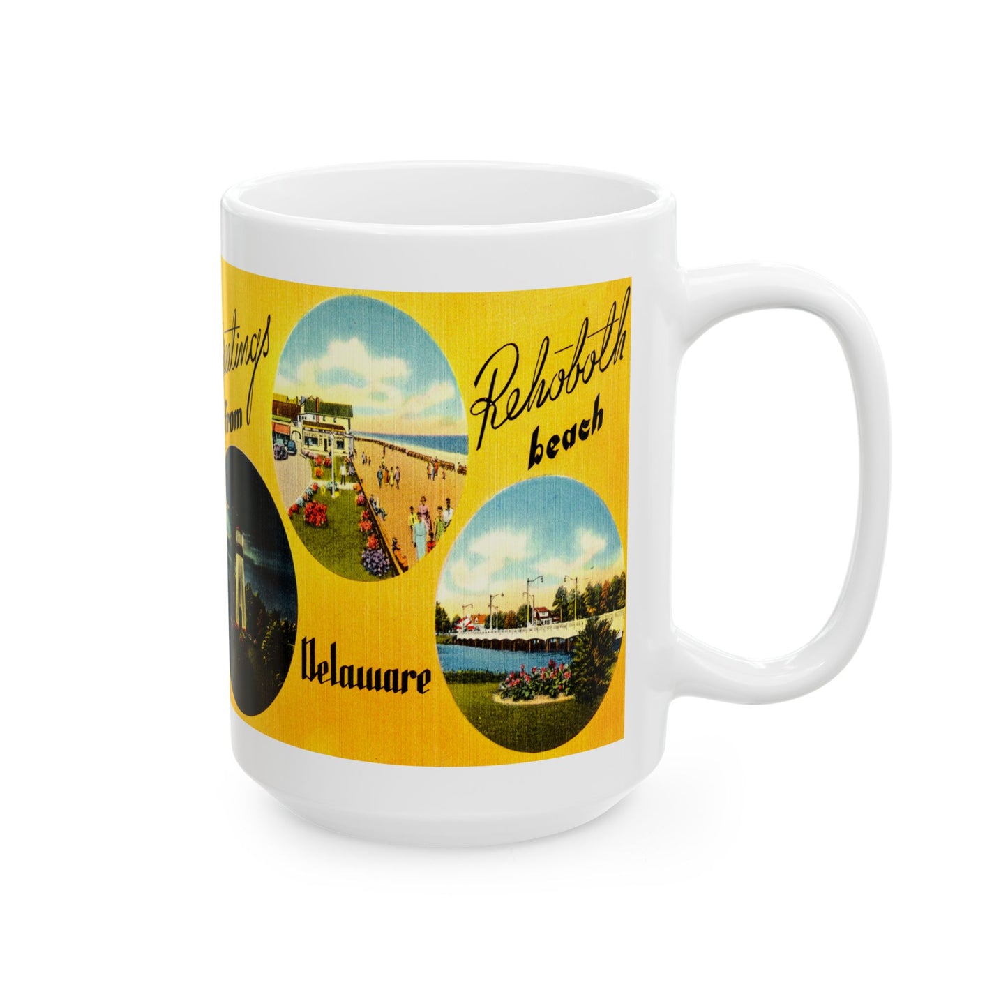 Memebly Scenic Vintage Greetings from Rehoboth Beach DE Delaware Coffee Mug