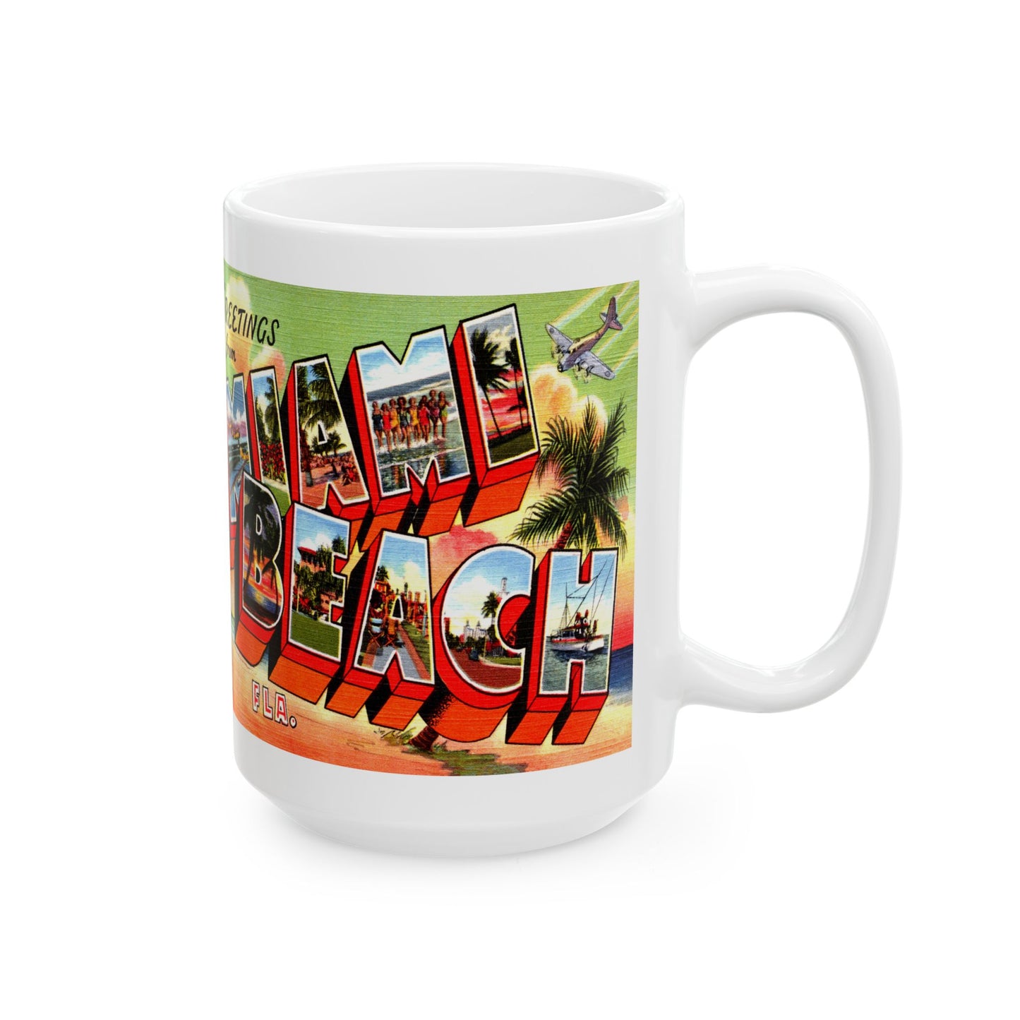 Memebly Colorful Retro Greetings from Miami Beach FL Florida Coffee Mug