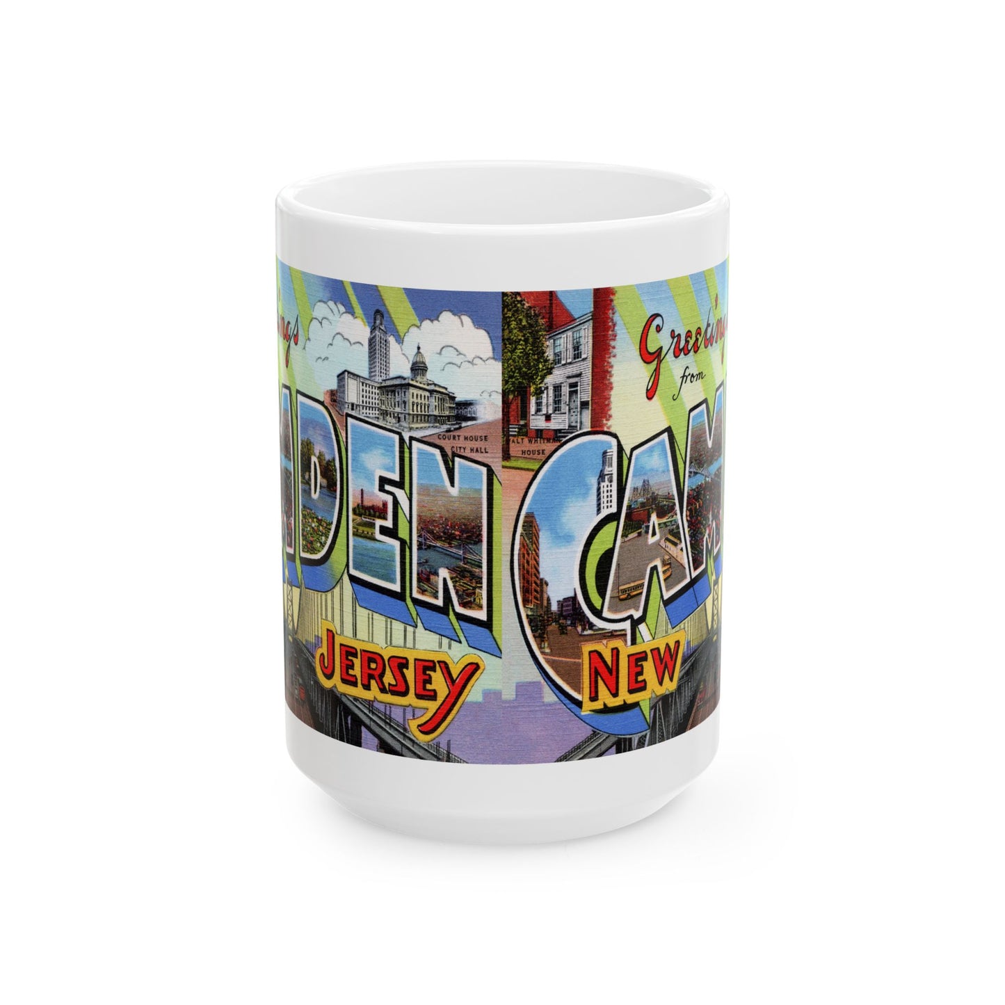 Memebly Vintage Greetings from Camden NJ New Jersey Coffee Mug