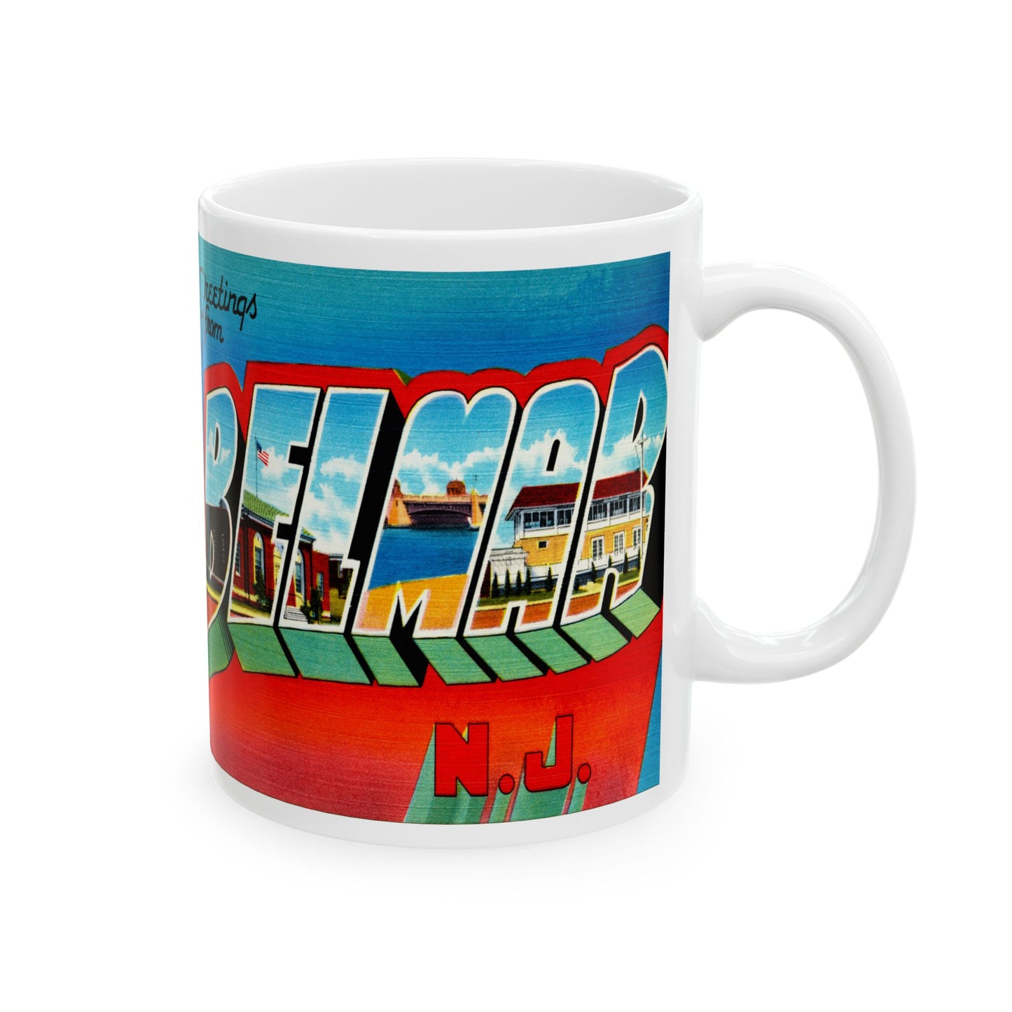 Memebly Vintage Greetings from Belmar NJ New Jersey Coffee Mug