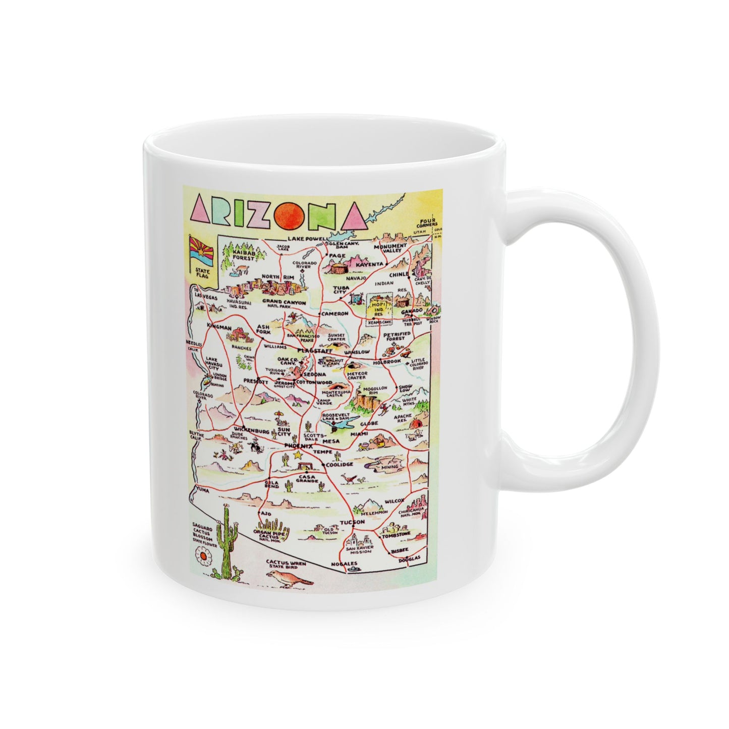 Memebly Unique Vintage AZ Arizona Map Coffee Mug