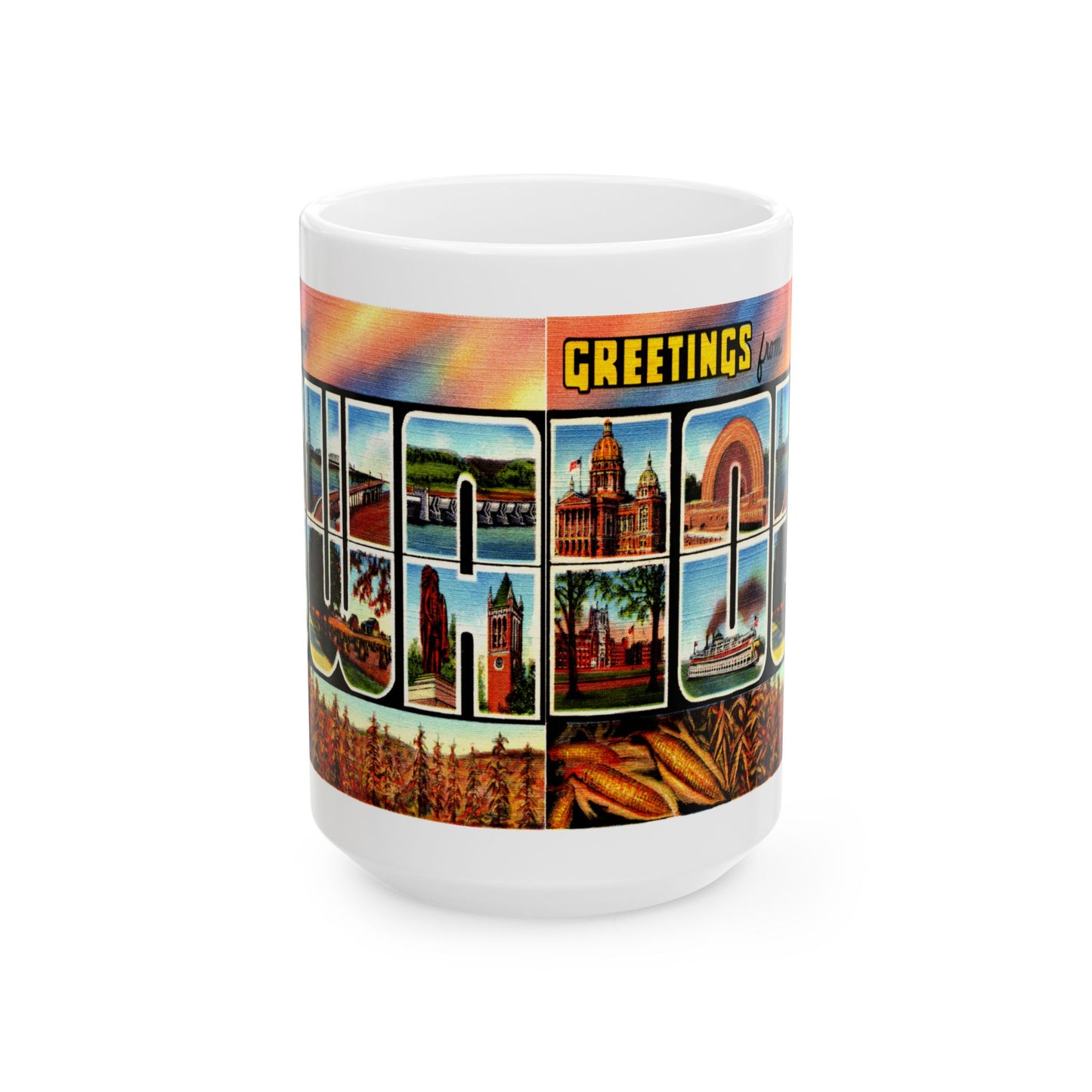 Memebly Scenic Vintage Greetings from Iowa IA Coffee Mug