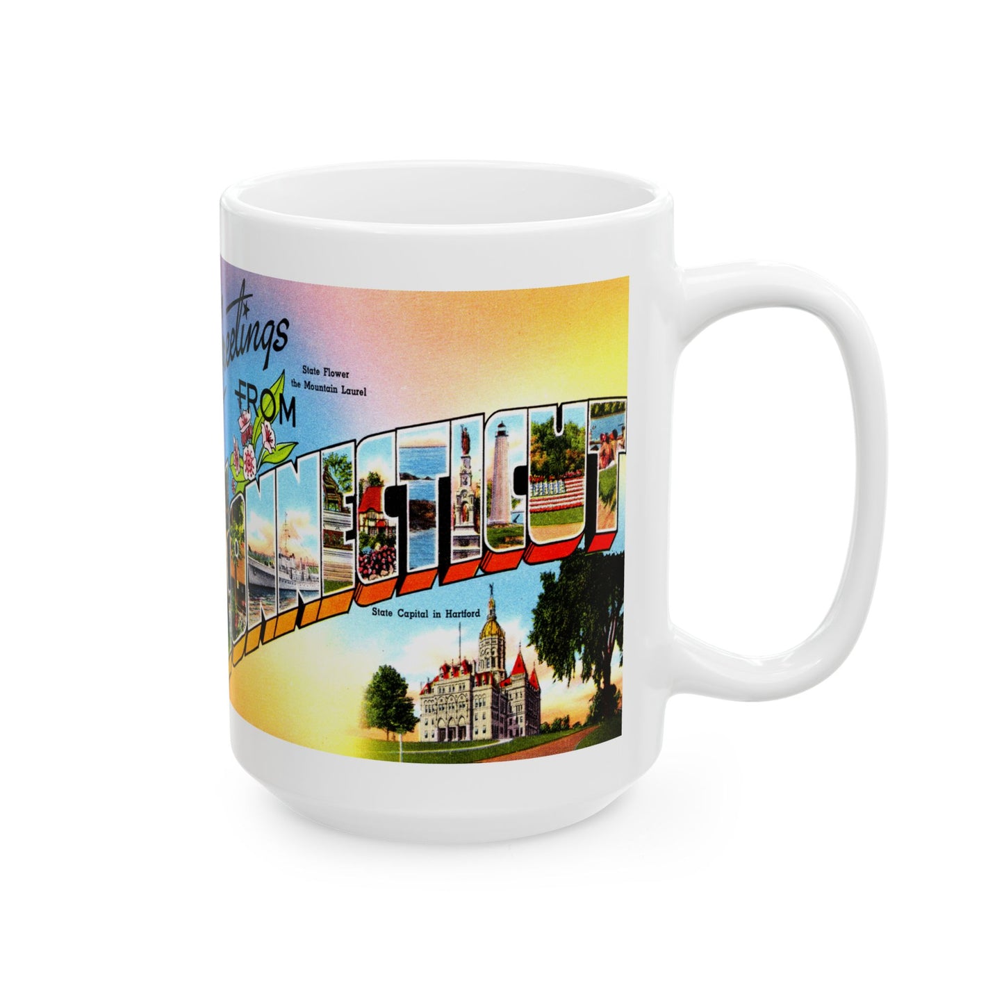 Memebly Vintage Greetings from Connecticut CT Coffee Mug