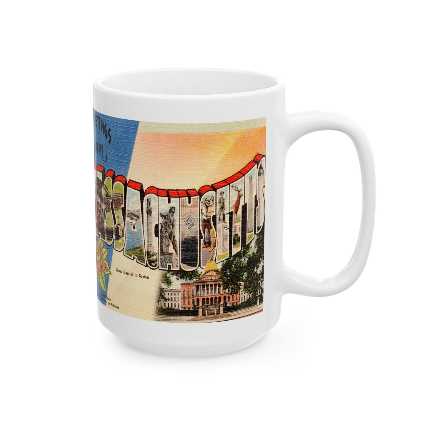 Memebly Retro Vintage Greetings from Massachusetts MA Coffee Mug