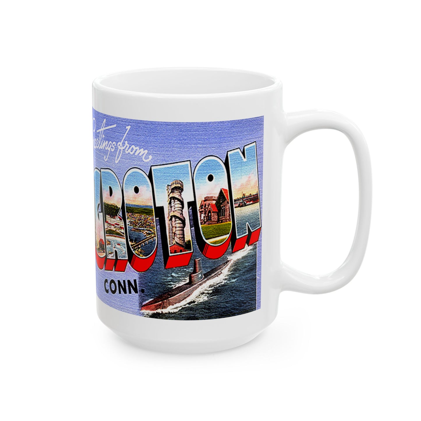 Memebly Vintage Greetings from Groton CT Connecticut Coffee Mug