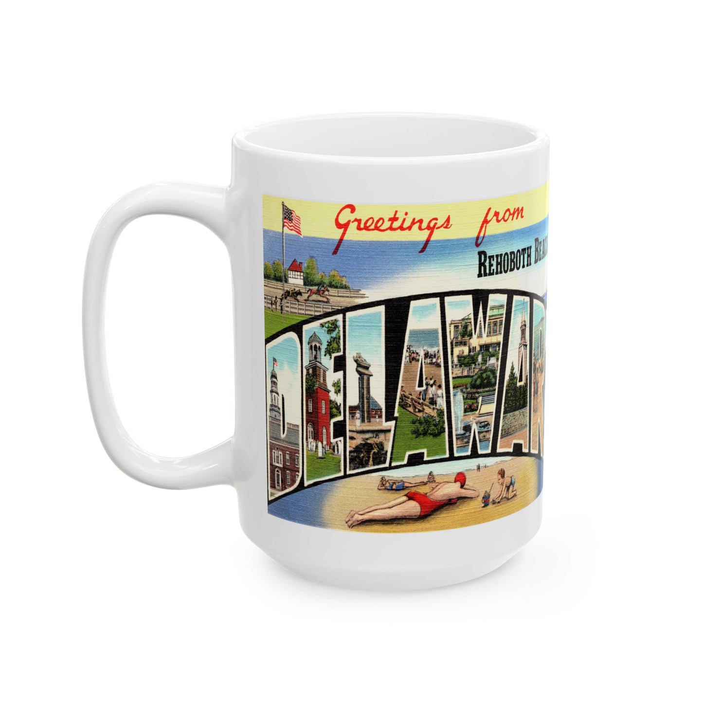 Memebly Vintage Scenic Greetings Rehoboth Beach DE Delaware Coffee Mug