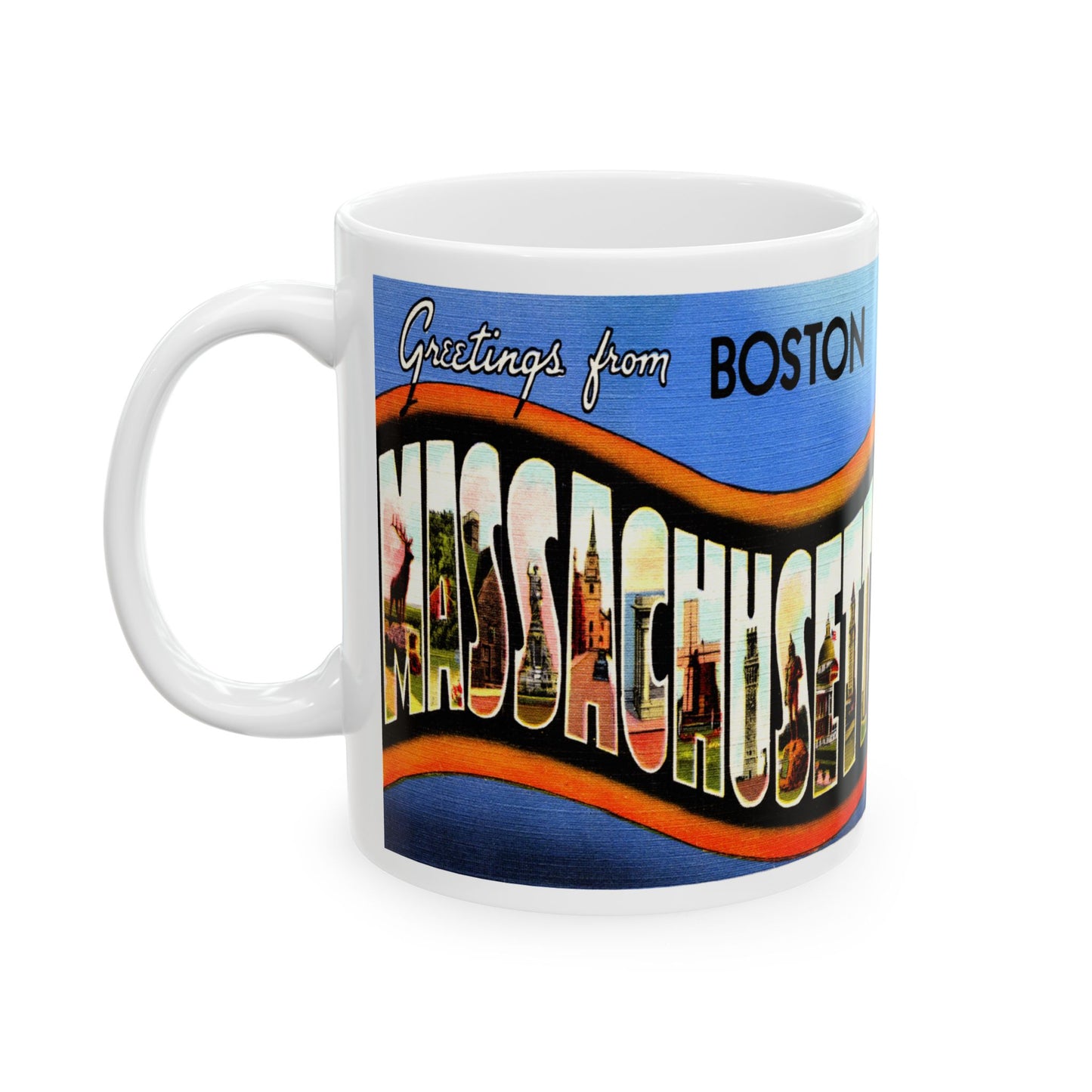 Memebly Vintage Greetings from Boston MA Massachusetts Coffee Mug