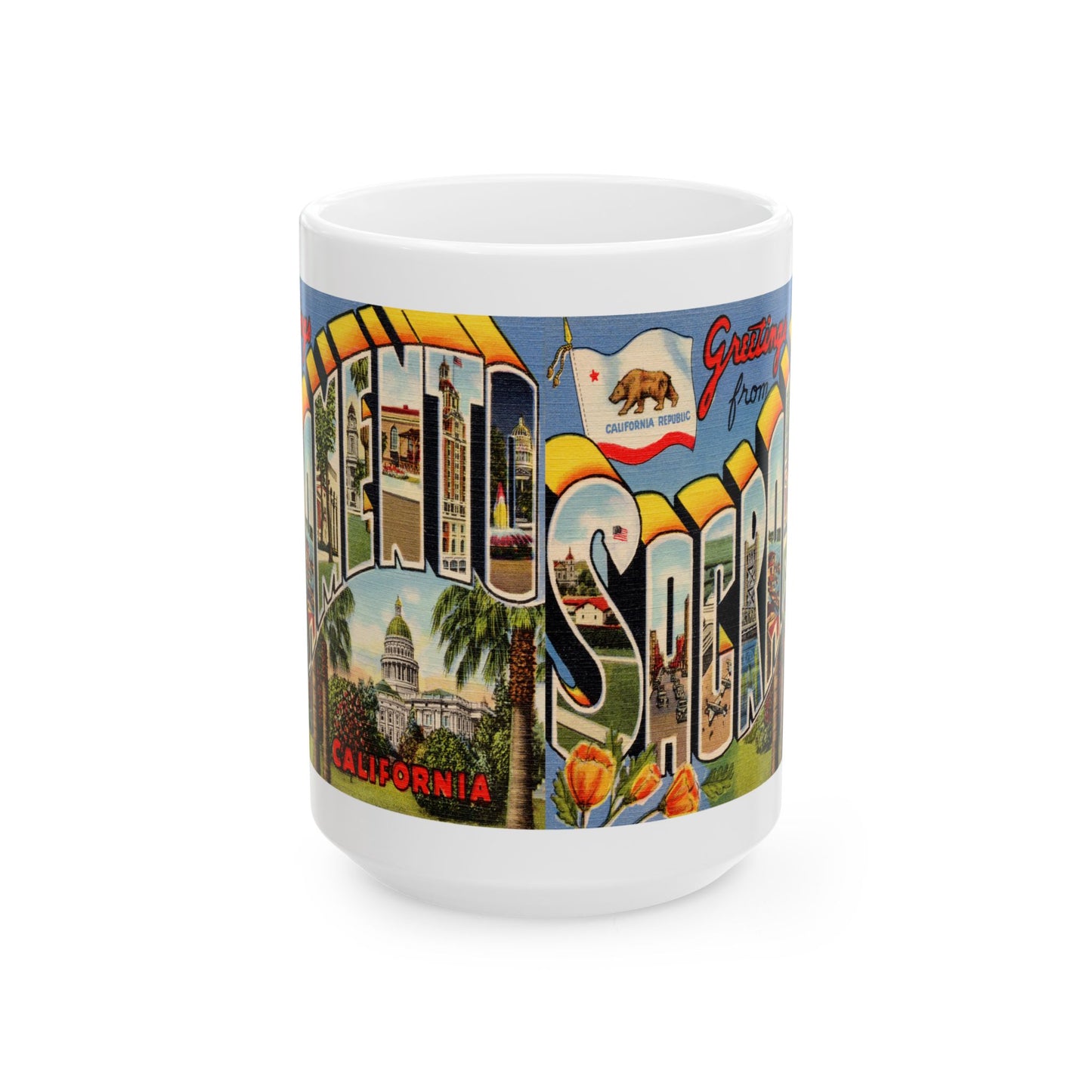 Memebly Retro Greetings from Sacremento CA California Coffee Mug