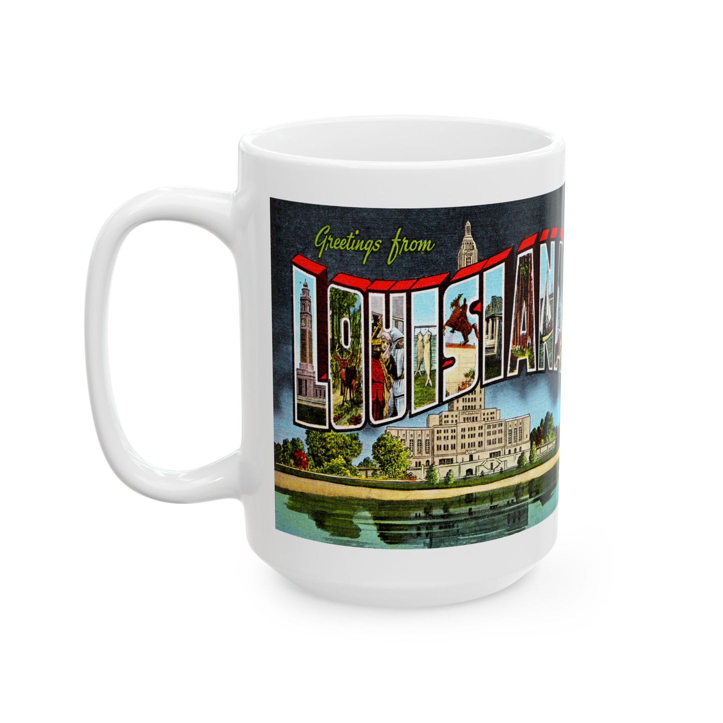 Memebly Scenic Retro Greetings from Louisiana LA Coffee Mug