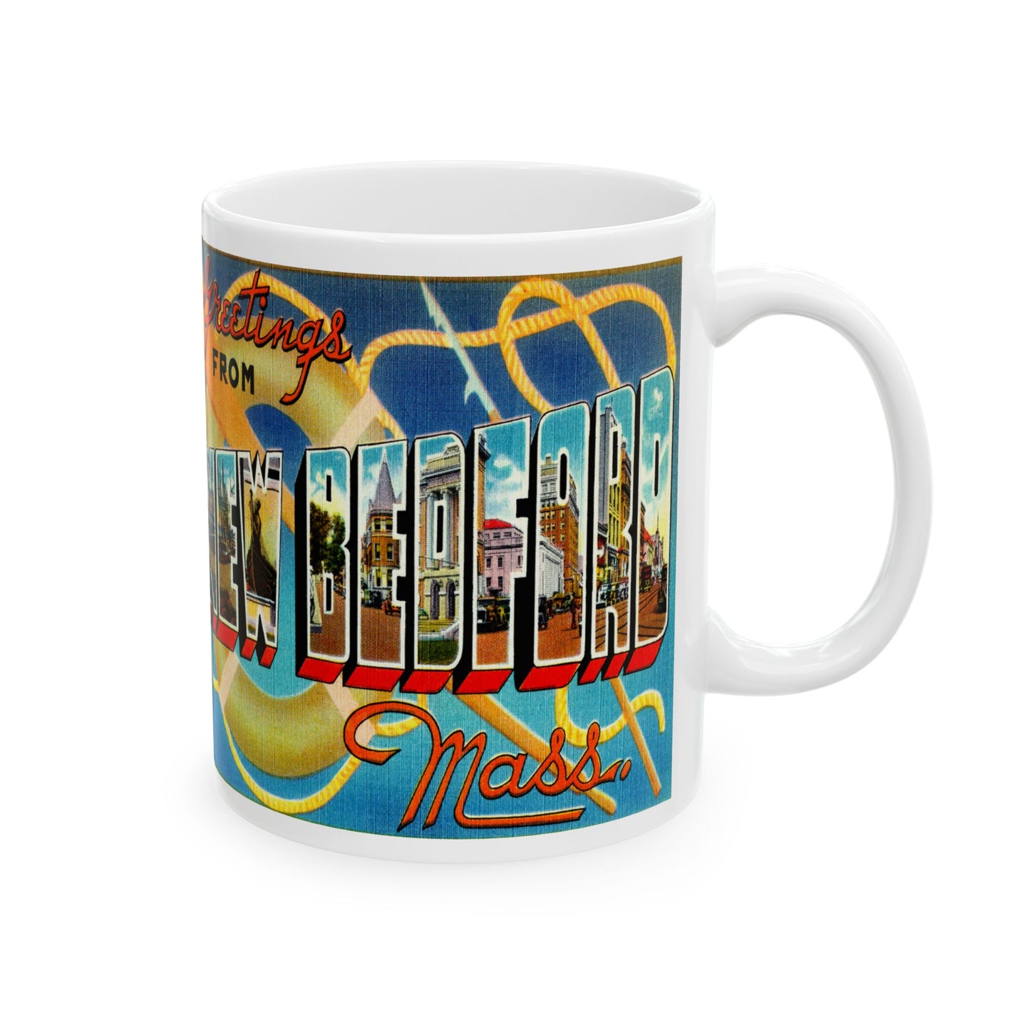 Memebly Colorful Retro Greetings from New Bedford MA Massachusetts Coffee Mug