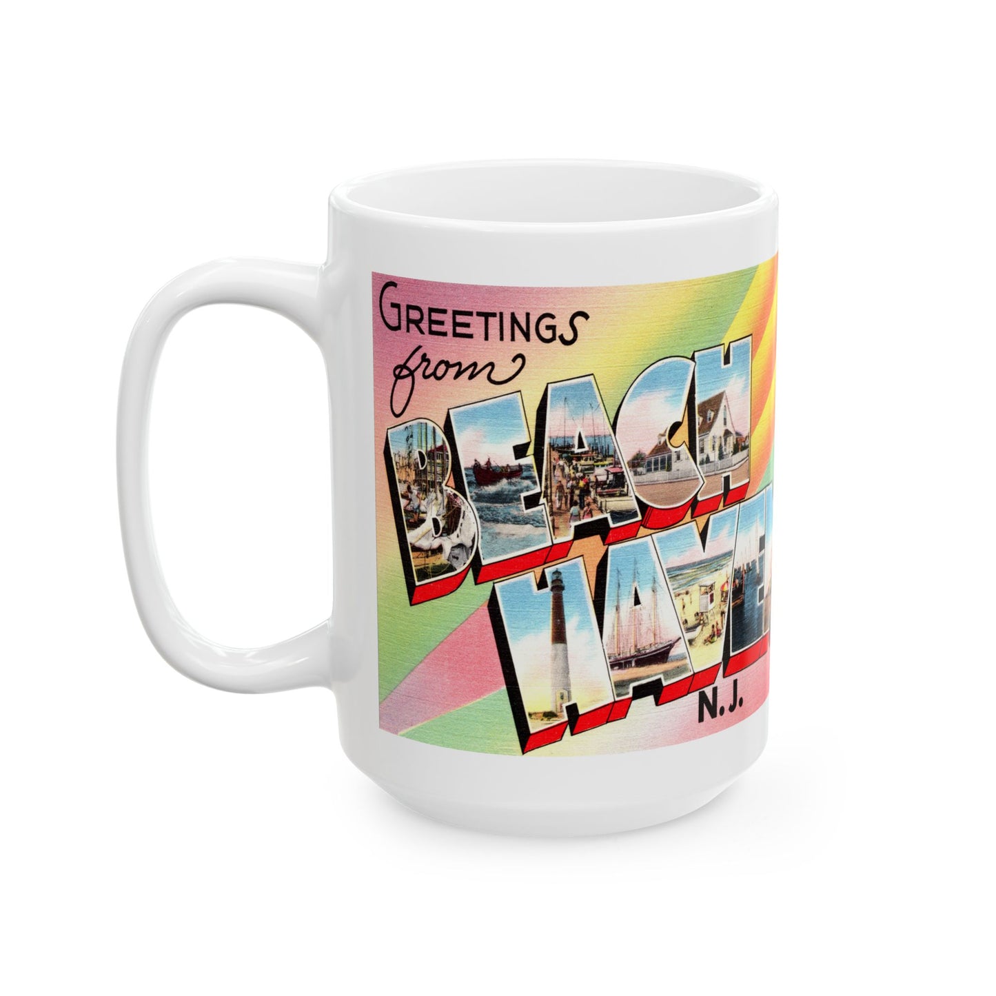 Memebly Vintage Greetings from Beach Haven NJ New Jersey LBI Coffee Mug