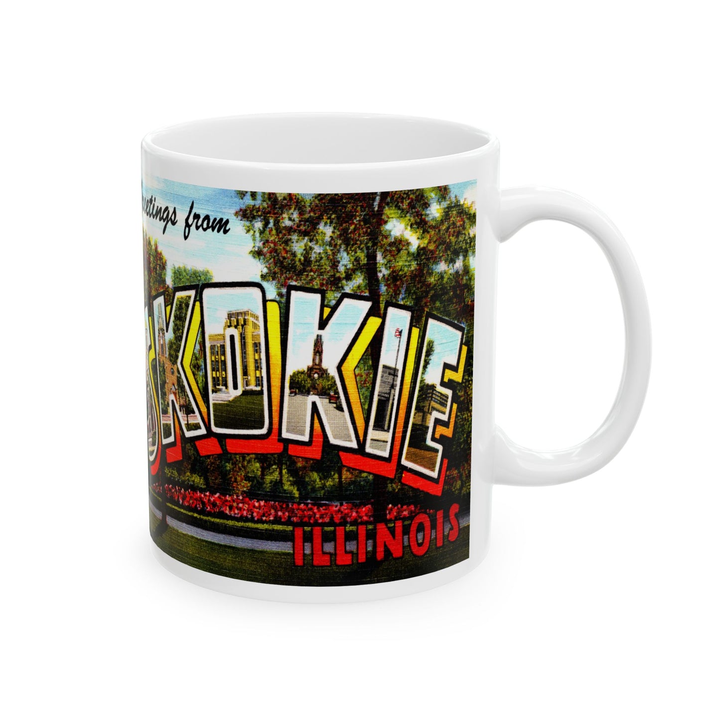 Memebly Scenic Vintage Greetings from Skokie IL Illinois Coffee Mug